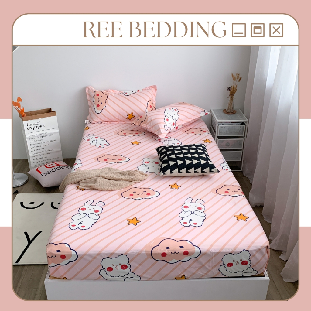 REE เครื่องนอน ชุดผ้าปูที่นอนโพลีคอตตอนพร้อมที่นอนทุกขนาด 1m2, 1m4, 1m6, 1m8 PLC146