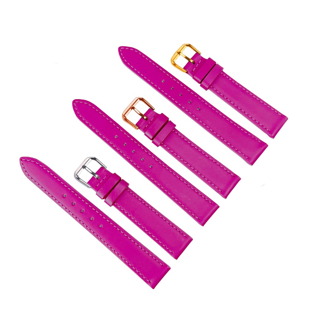 {Dark Pink} สายนาฬิกาหนังสําหรับผู้ชายและผู้หญิง 2-LAYER GENUINE COW LEATHER, THIN, SUPER FLEXIBLE BO-03 CLASS ขนาด 10 - 12 - 14-16-18 - 20mm