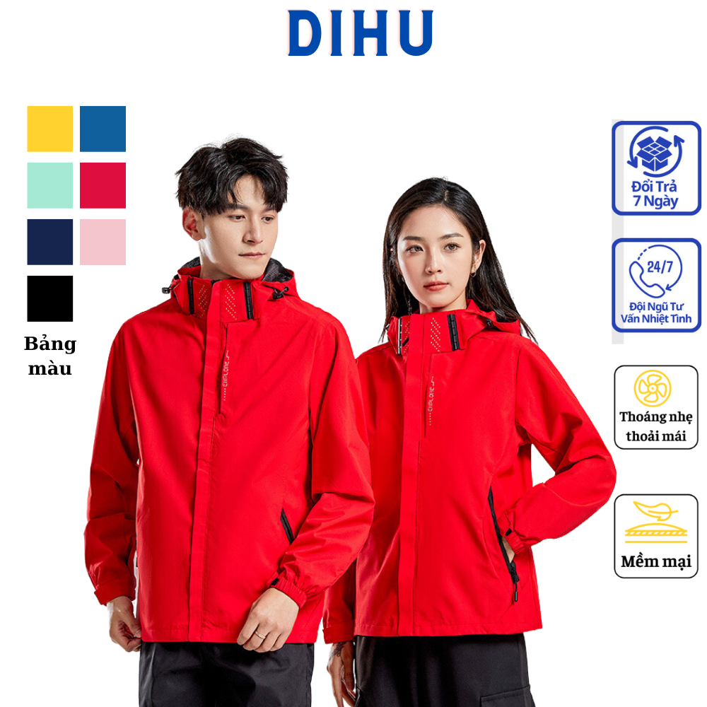 ดิฮู 2023 เสื้อแจ็คเก็ตเสื้อกันลมพลาสติกสําหรับบุรุษและสตรีช่วงปลายกลางคืนวัสดุกันลมคู่กันน้ําลมฝุ่นรังสียูวี