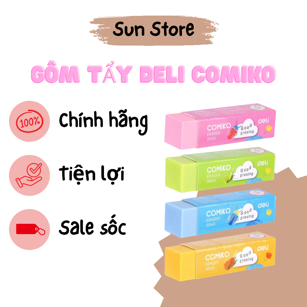 ยางลบสี Deli 2B Comiko E3045 ของแท้ เกล็ดสะอาดและน้อย - Sun Store