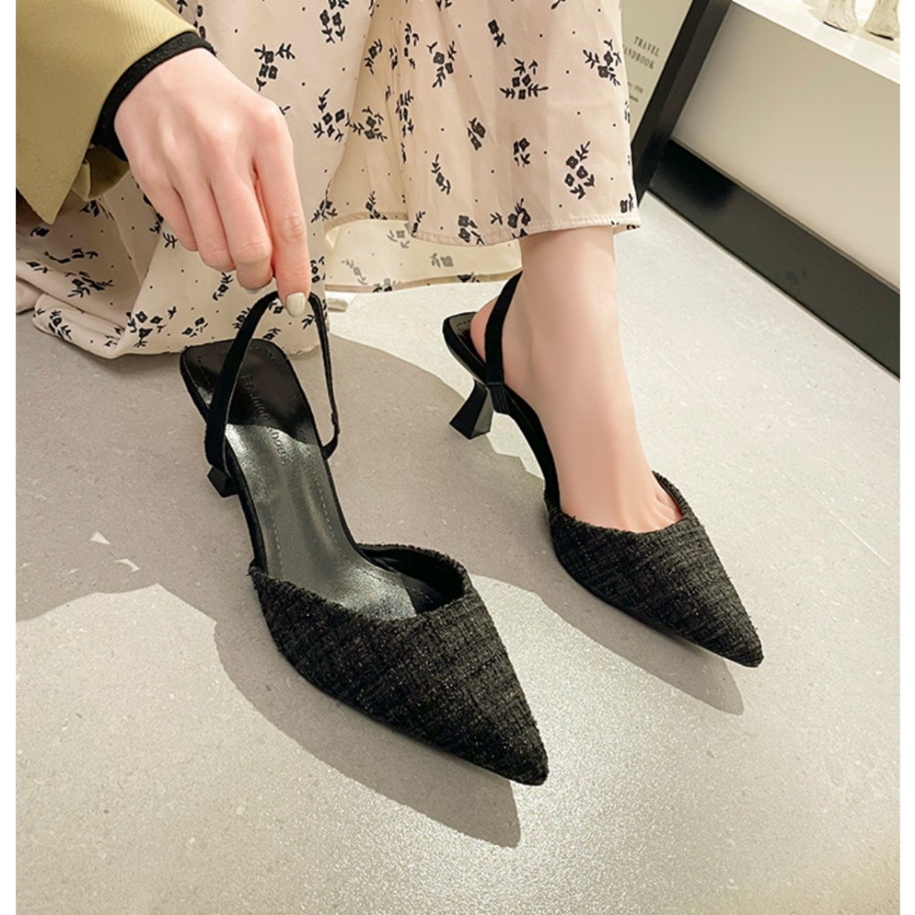 รองเท้าผู้หญิง รองเท้าแตะผู้หญิง Pointed Toe High Pointed Sole 5P แฟชั่น 2024 - รองเท้าพราว da869