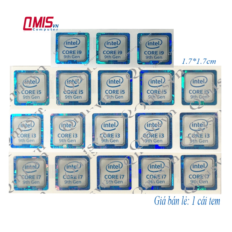 01 PCS INTEL CORE LOGO STICKER I3 I5 I7 GENERATION 9, GEN 9 - INTEL CPU STICKER สําหรับ PC LAPTOP - 