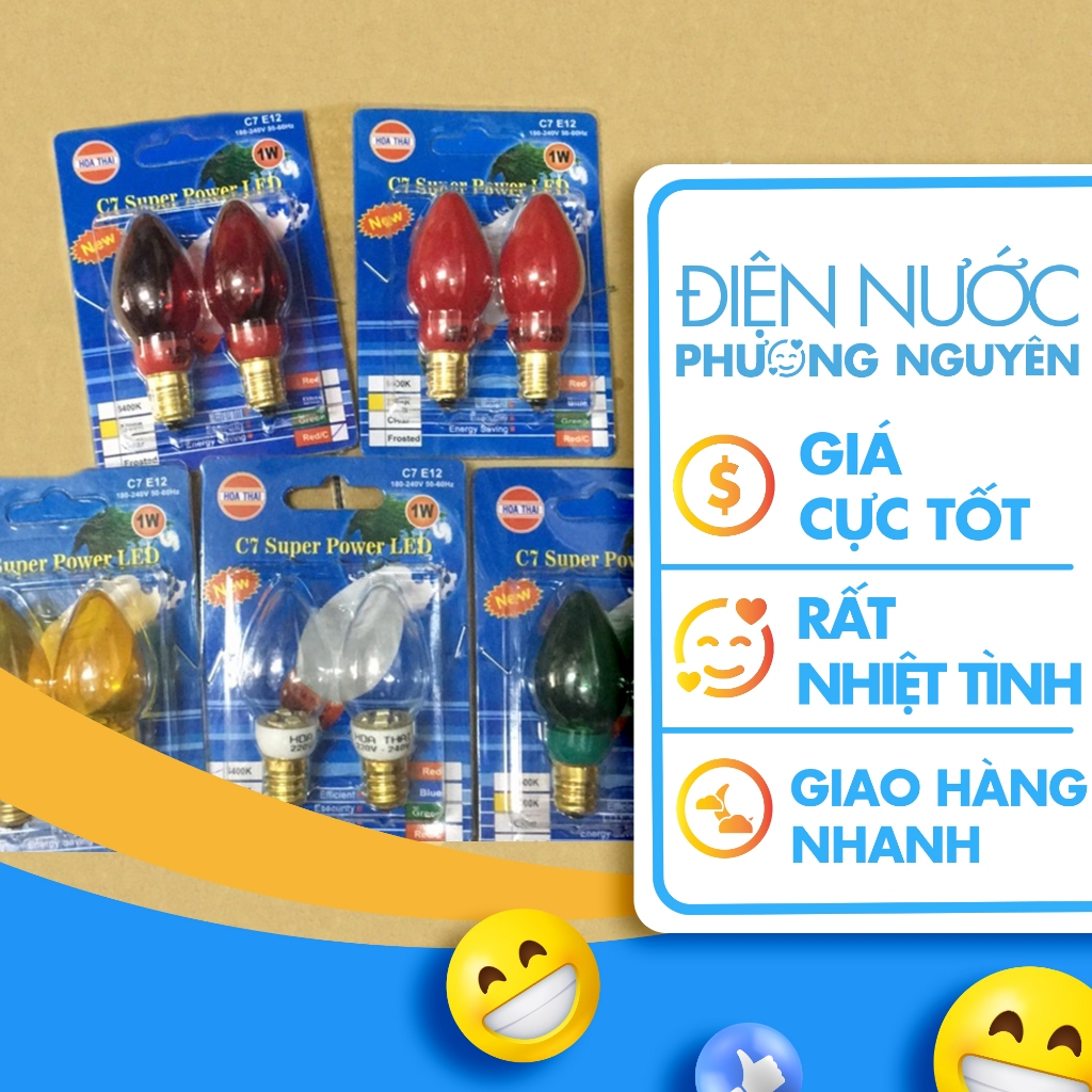 ชุดหลอดไฟ Led พริก 2 ดวง - โคมไฟหมู่บูชา 1W E12 HOA THAI