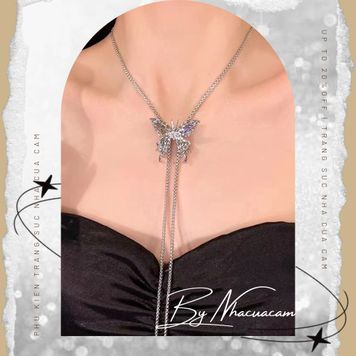 สร้อยคอผีเสื้อแฟชั่น สร้อยคอแฟชั่นปาร์ตี้สุดหรู พร้อมเครื่องประดับ Nha Cua Cam แบบปรับได้