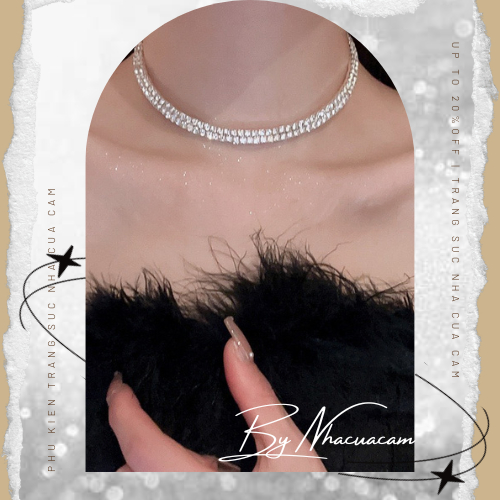 สร้อยคอแฟชั่นหินเรียบง่ายสําหรับผู้หญิงไปปาร์ตี้หรูหราพร้อมหินเครื่องประดับ Nha Cua Cam หลายแถว