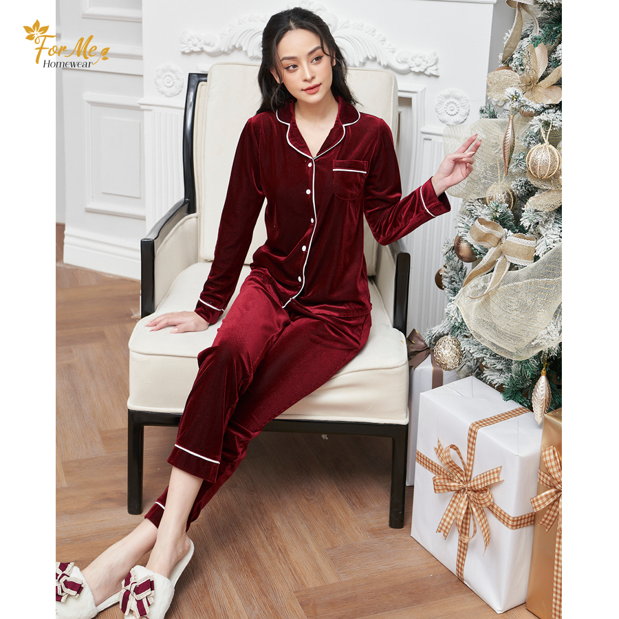 ForMe Pijamas ชุดกํามะหยี่หนาหรูหราและอบอุ่น