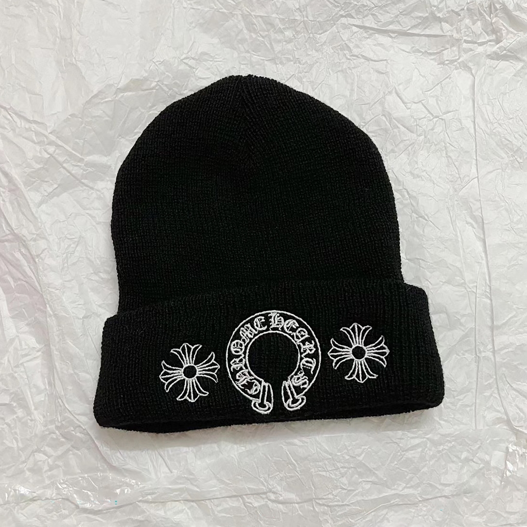 หมวกถักนิตติ้ง Chrome Heart Beanie คุณภาพสูงเพื่อให้อบอุ่นในฤดูหนาวและยืด
