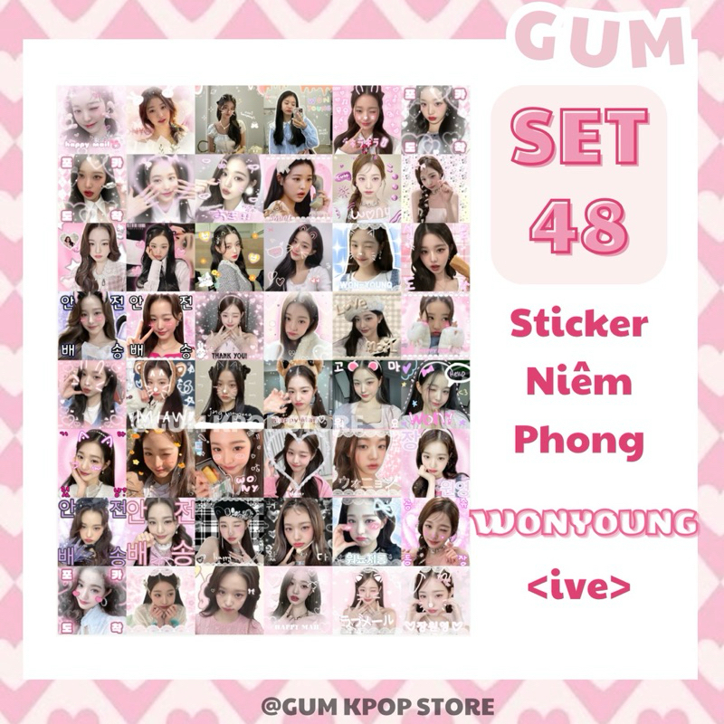 ชุดสติ๊กเกอร์ปิดผนึก WONYOUNG (IVE) 48 ชิ้น - สติ๊กเกอร์ขนาดเล็กน่ารัก แค่ลอกติด // GUM KPOP ST