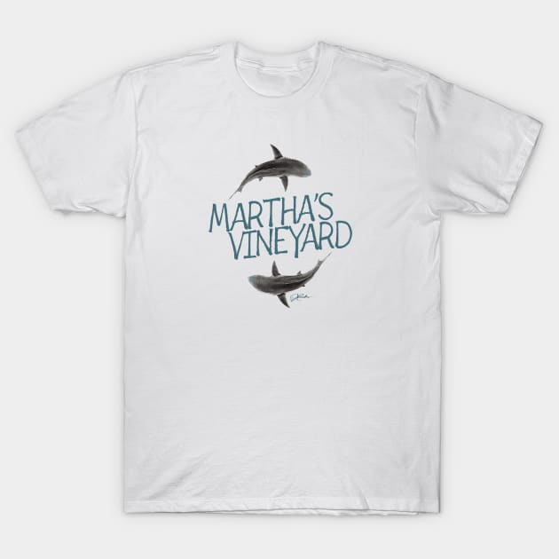 Marthas Vineyard Massachusetts Great White Sharks TShirt &amp; Bait T-shirt - TEE156