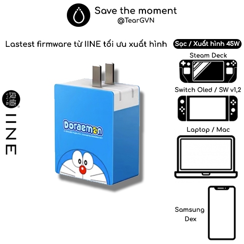 Iine Doraemon Limited GaN 45W Fast Charger และ HDMI ส ่ งออกไปยัง Nintendo Switch / Steam Deck / คอมพิวเตอร ์ / โทรศัพท ์