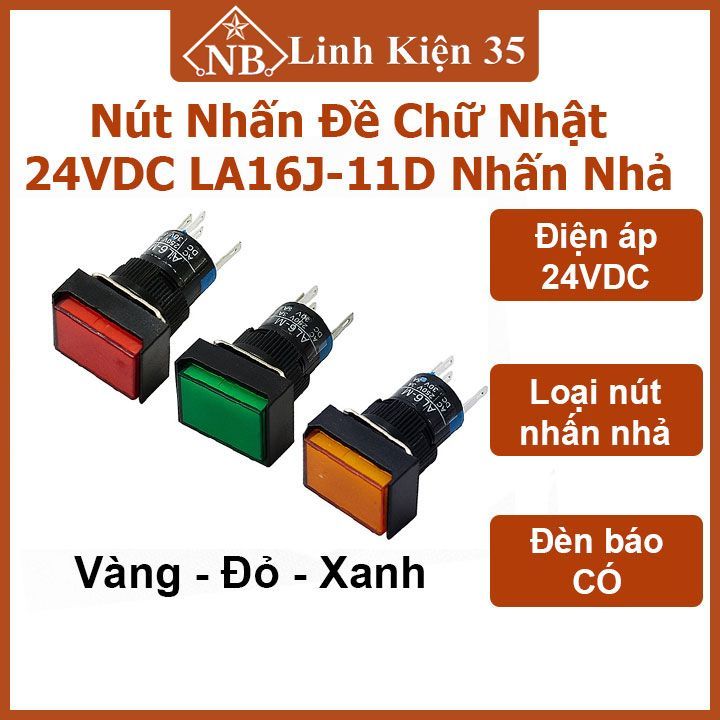 24VDC LA16J-11D ปุ่มกดสี่เหลี่ยมมีไฟ วงจรขัดทราย