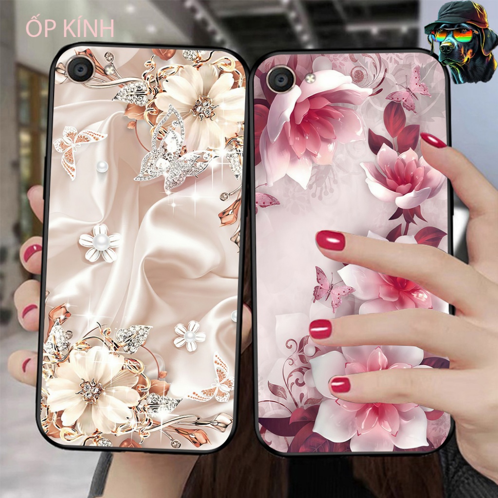 Vivo vivo y53 / vivo y55 2015 / y66 / y71 เคสโทรศัพท์แก้วพิมพ์ลายดอกไม้ผู้หญิงหรูหรา