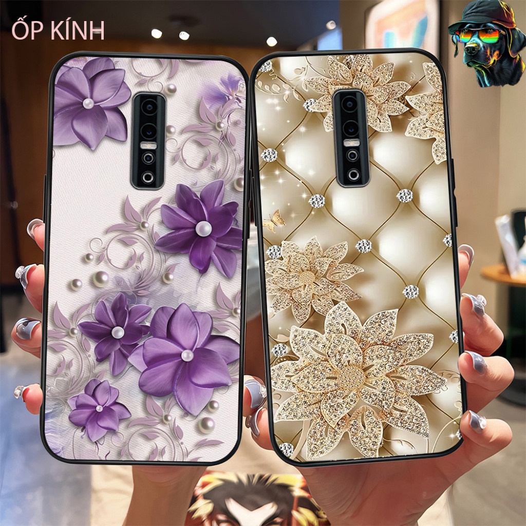 เคสโทรศัพท์กระจก Vivo v17 / vivo v17 pro พิมพ์ลายดอกไม้ผู้หญิงหรูหรา