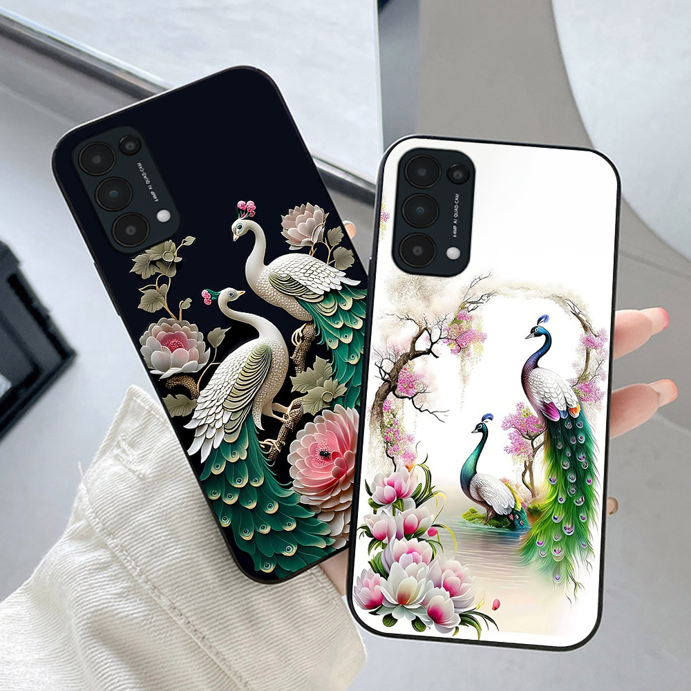 เคสสําหรับ oppo reno 5 / oppo reno 5 4g / oppo reno 5 5g พิมพ์ลายนกยูง / เคสสวย