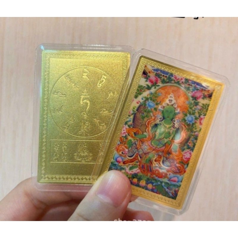 GREEN TARA BUDDHA METAL CARD, สีขาว TARA