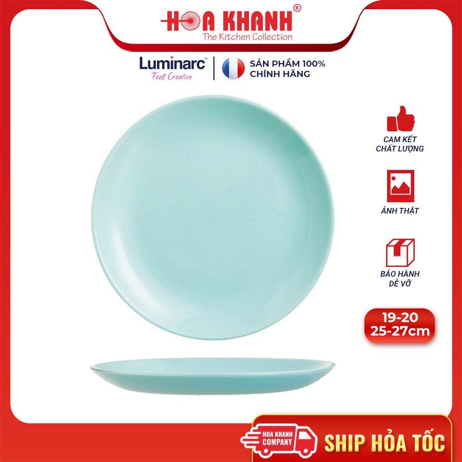 Luminarc Diwali Light Turquoise Glass Deep Plate 20cm สําหรับเก็บอาหาร นิรภัย ทนความร้อน - 1 แผ่น - 