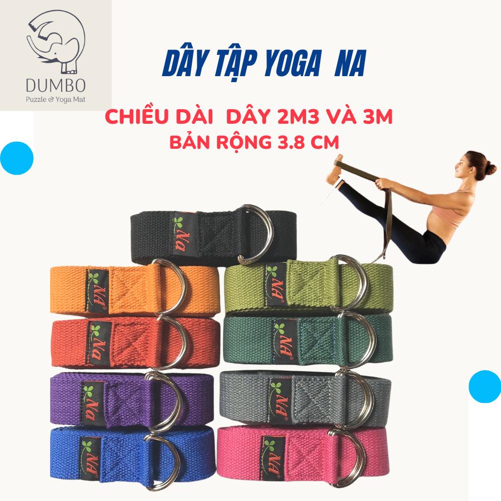 NA DUMBO MAT Yoga Strap ผ้าฝ้าย 100% NA Yoga strap ยาว 2m3 และ 3 ม. กว้าง 3.8 ซม.