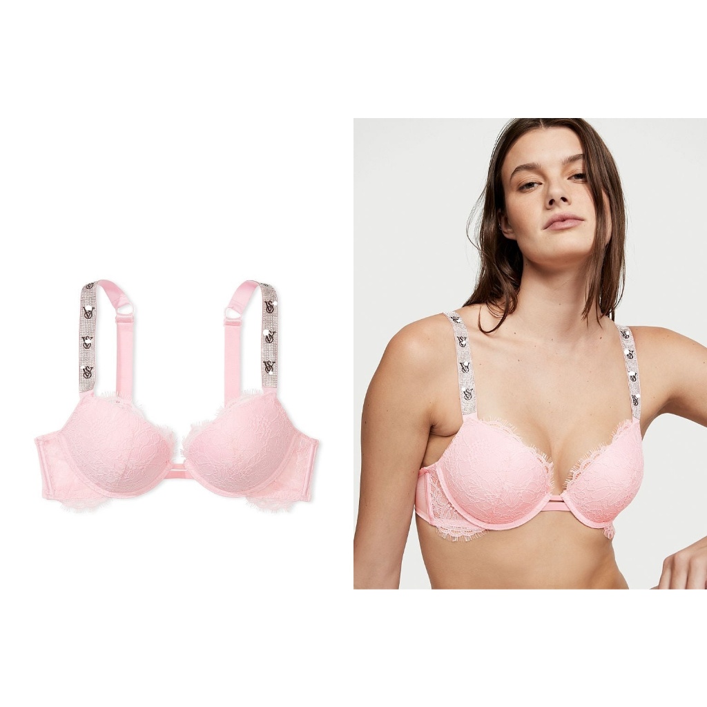 [AUTH] [VS Stone] เสื้อความลับของ Victori4 Very S3xy line สีชมพูอ่อนลูกไม้เบาะกลาง ~1.5cm 32B 34AB 3