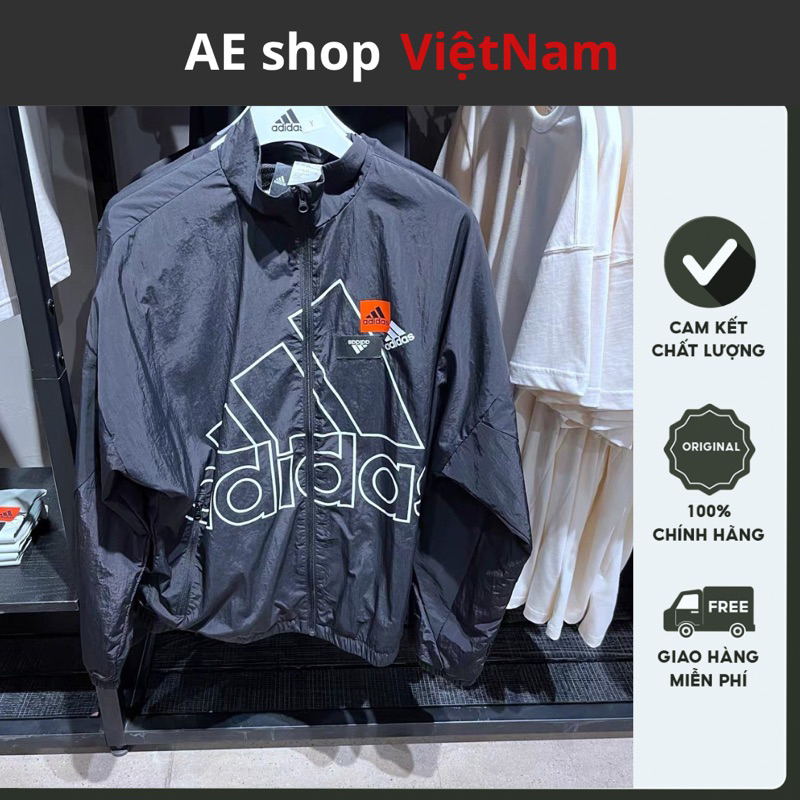 Adidas AE Shop VN981 Wind Jacket, เสื ้ อกันลมกีฬาขนาดใหญ ่ 2 สี Black, Soft Wind Mosss, Buckle Bag