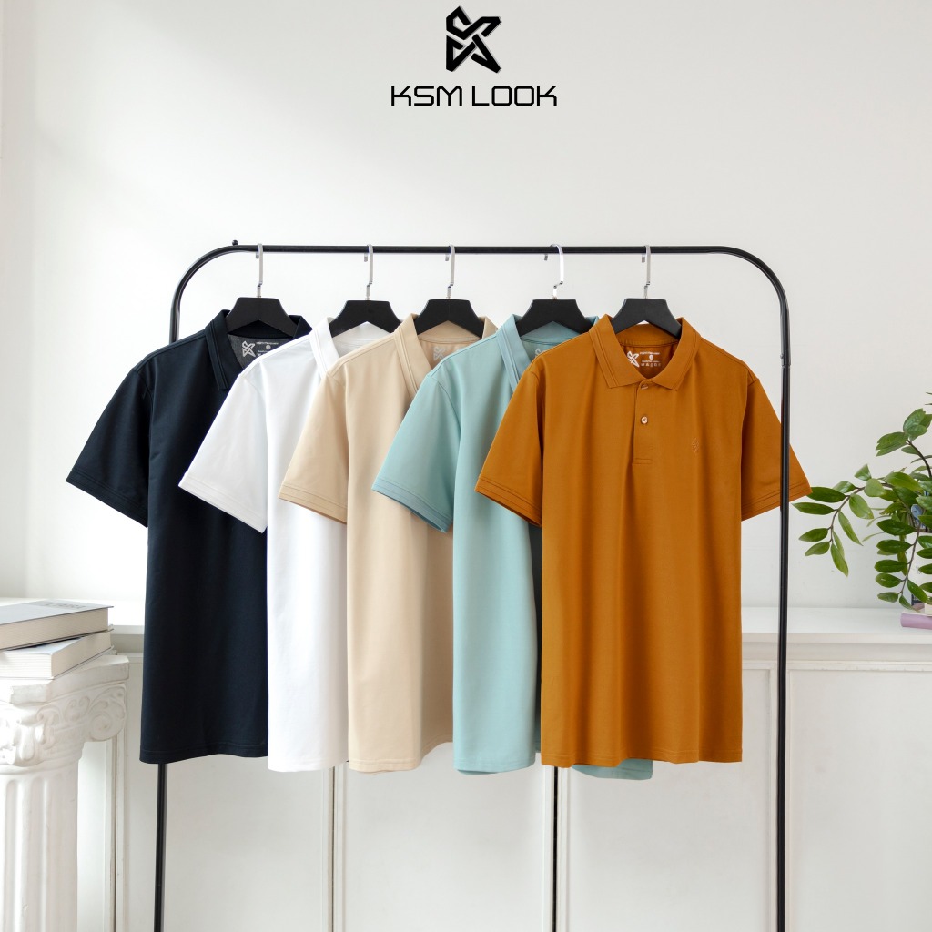 KSM Menswear Mens Plain basis POLO เสื้อยืดแขนสั้นคอปกเปิดลงสวยผ้าจระเข้ไทยเนื้อนุ่ม PL700