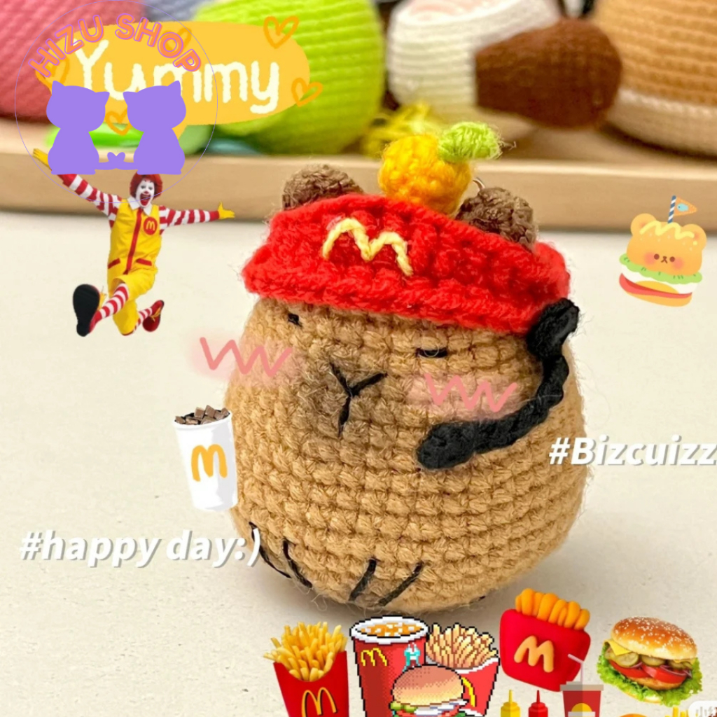 พวงกุญแจ Capybara คอสเพลย์พนักงาน Mcdonalds