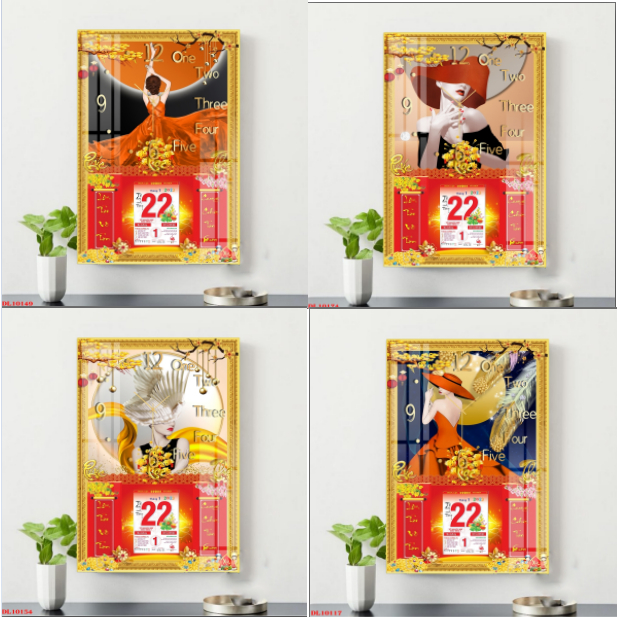 COMBO CALENDAR + MIRROR CLOCK 2026 MYSTERIOUS YEAR CALENDAR, สีติดผนังคุณภาพสูง - MODERN GIRL