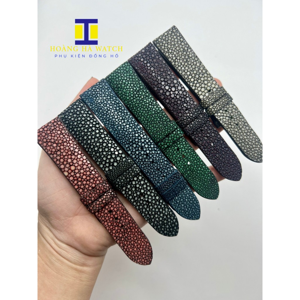 ทําด้วยมือ หนังปลากระเบนแท้ ฮอง ฮ่า สายนาฬิกาเบอร์ 14 16 18 20 22 24มม