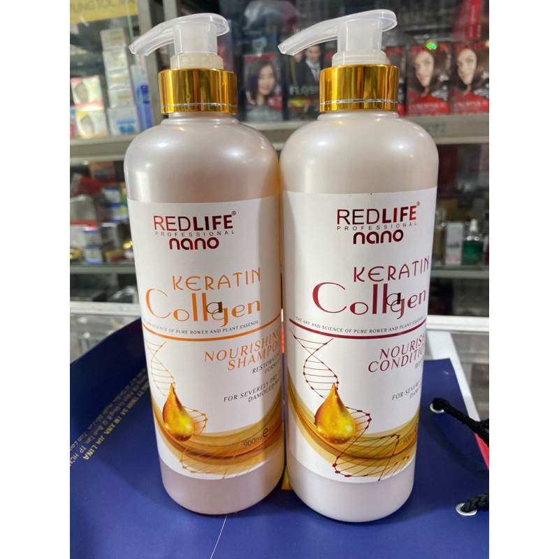 Redlife nano collagen Super Soft Regenerating Conditioner Shampoo พร ้ อมสีผมลึก