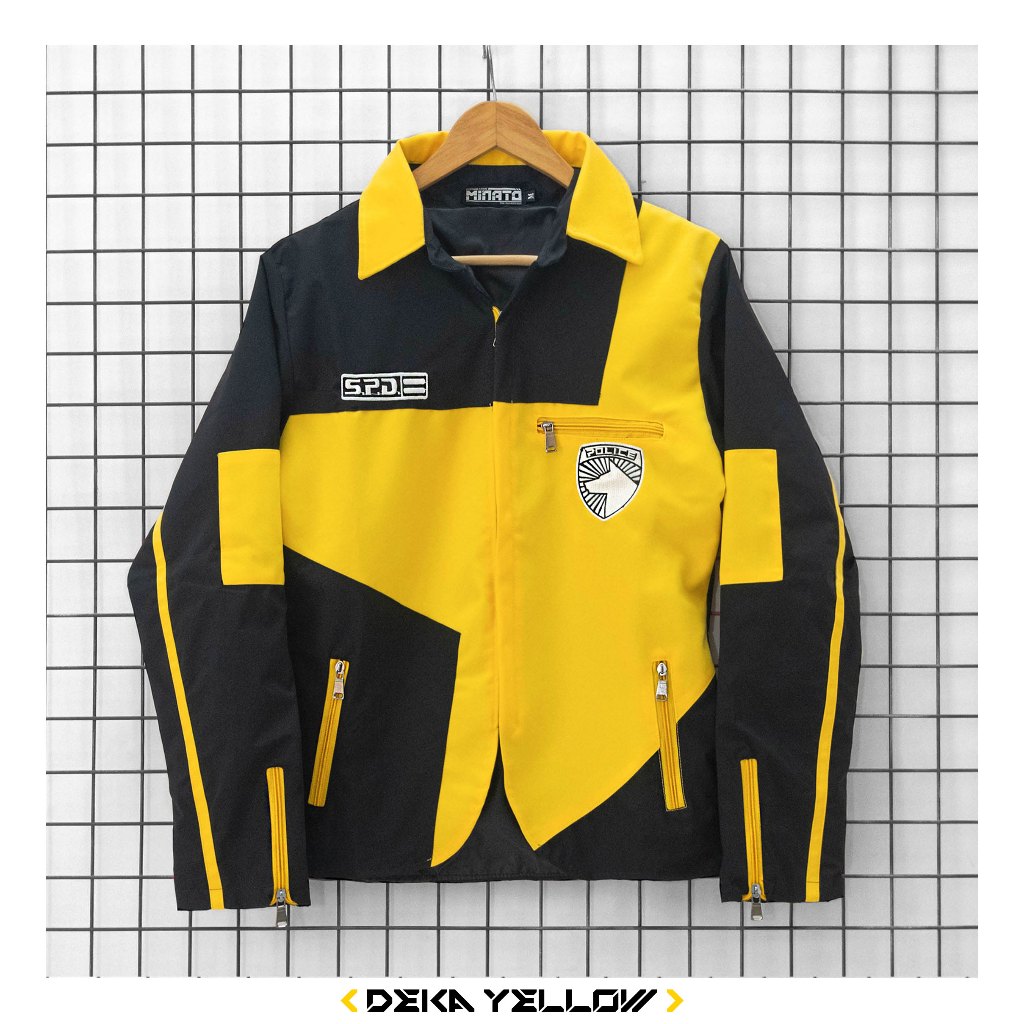 เสื้อแจ็คเก็ตร่มสีกากีสําหรับผู้ชายและผู้หญิง ไม่จํากัดเพศ พร้อมเย็บปักถักร้อย เดก้า สีเหลืองและสีชมพู