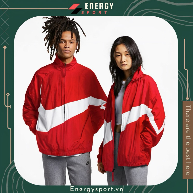 Nike Sportswear Big Swooshทอ Jacket เสื้อกันลมสําหรับผู้ชายและผู้หญิง - สีแดง