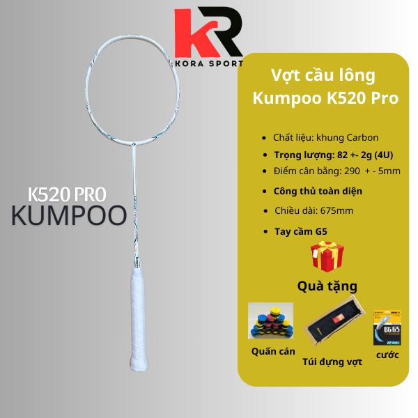 ไม้แบดมินตัน Kumpoo K520 Pro ไม้แบดมินตัน Kumpoo เป็นแร็กเก็ตสมดุลแบบแมนนวลที่ครอบคลุม เหมาะสําหรับเ