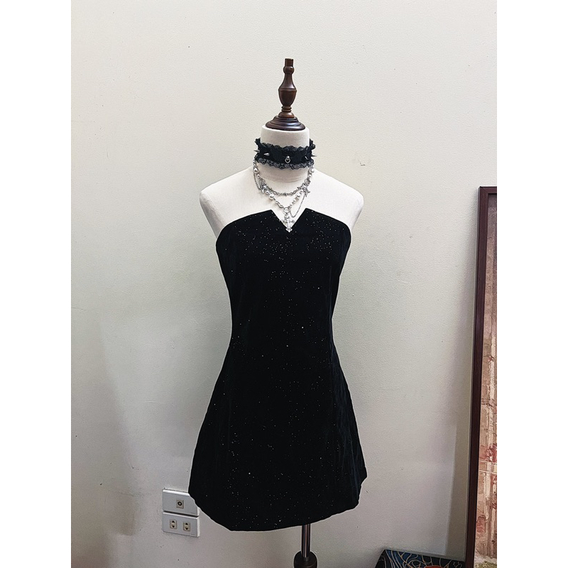 (2มือ) Blink Blink Black Velvet Dress