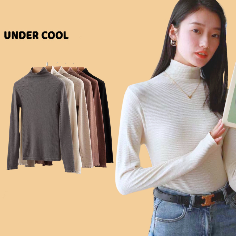 UNDERCOOL เสื้อเชิ้ตกันความร้อนผู้หญิงแขนยาวคอปกขนาด 3 นิ้วเม็ดข้าวหลากสียืดหยุ่น ADT06
