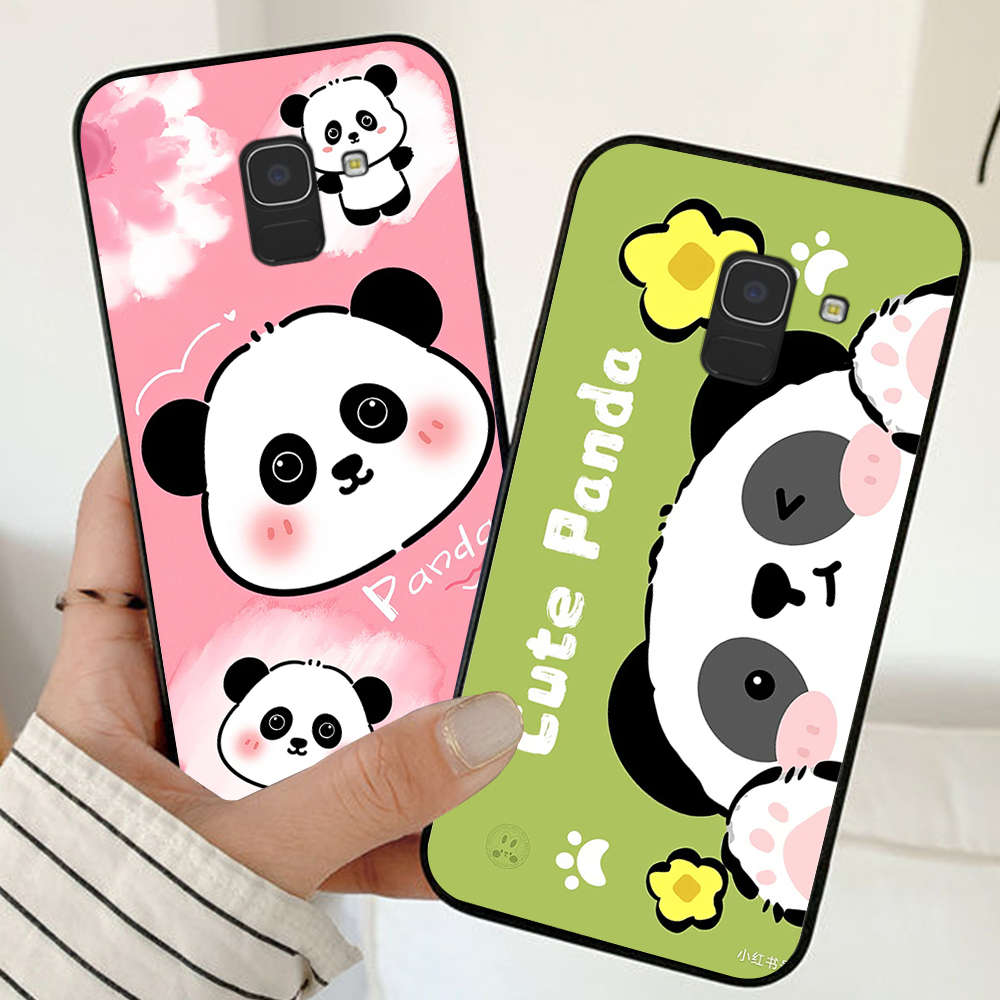 เคส Samsung ss j6 plus / ss j6+ / a8 2018 / a8 plus 2018 / ss j6 2018 พร้อมชุดพิมพ์ลายแพนด้า 2 ชิ้น