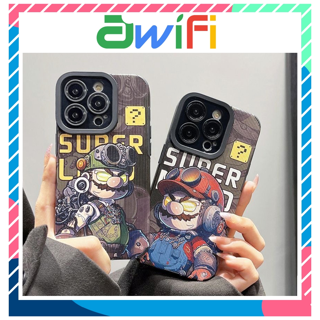 Ma.ri.o เคสหนังพิมพ์ลาย 6/6s/6plus/7plus/8plus/x/xs/xsmax/11/12/14/pro/max/promax - SHOCK Q4-15