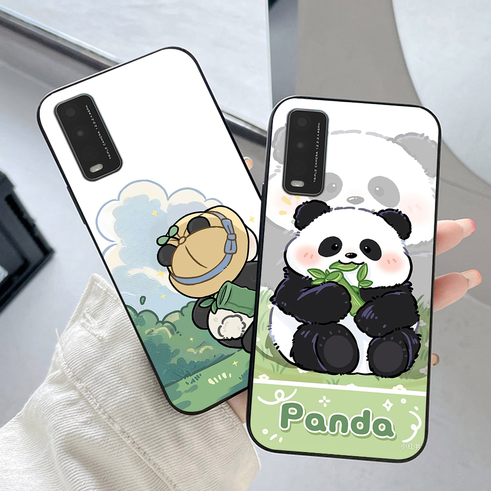 Vivo y20 / v2027 , vivo y20s , เคส vivo y12s พร้อมชุดพิมพ์ลายแพนด้า 2 ชิ้น