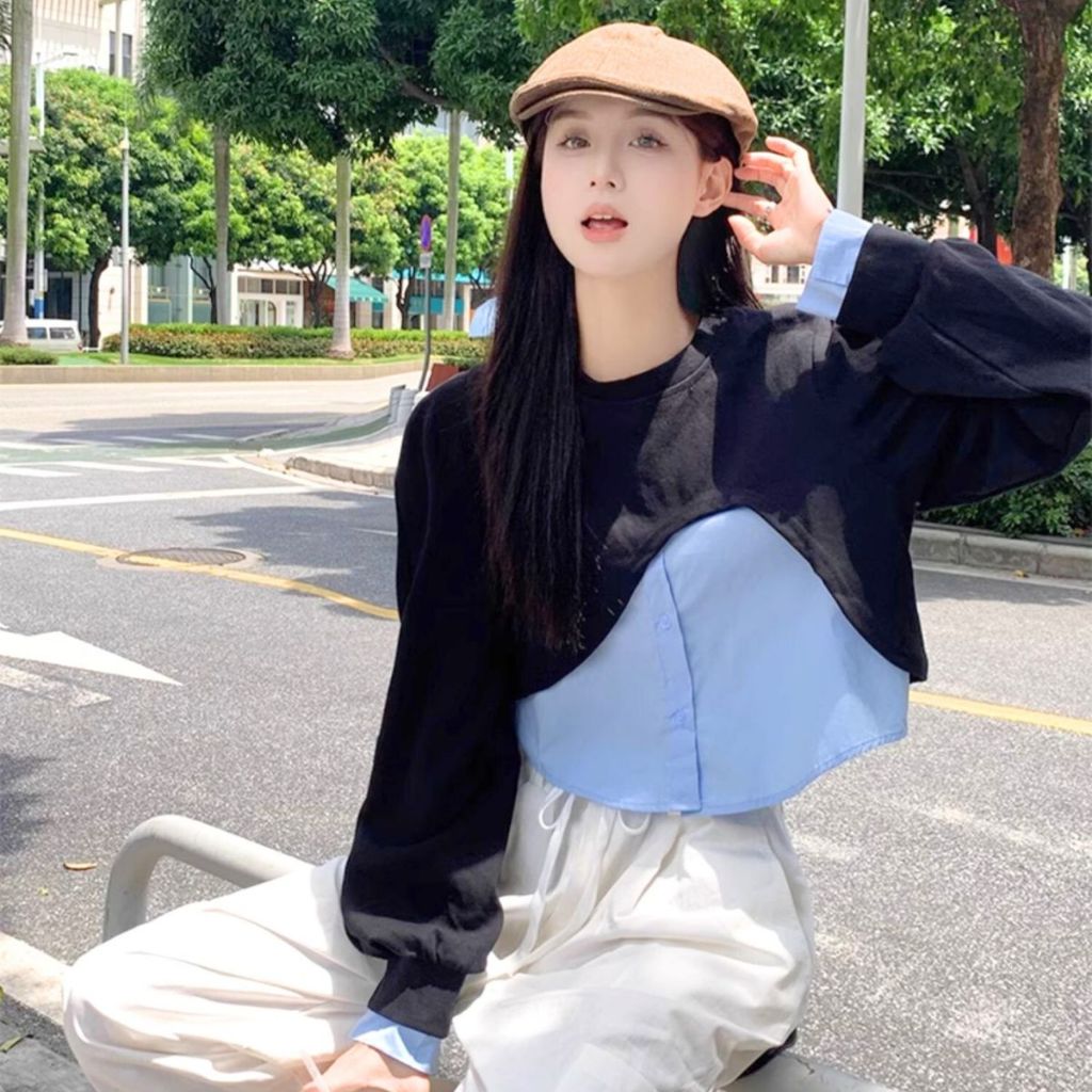 เสื้อเชิ้ตผ้า ghile ขนาดใหญ่ของผู้หญิงแขนยาวและชายเสื้อเทรนด์สุดฮอตแฟชั่นคอกลมผ้ายางยืดจั๊มผสมนุ่มหรูหรา SM48