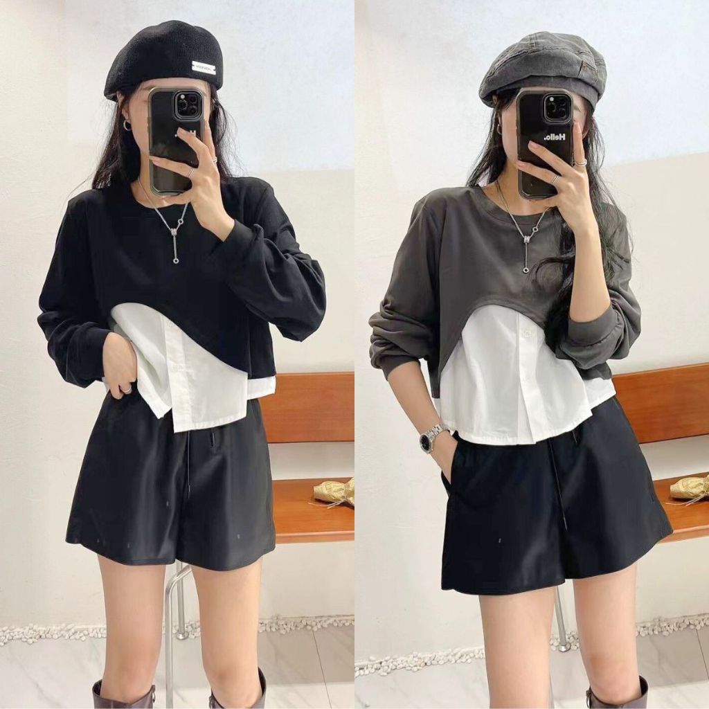 เสื้อเชิ้ตผ้า ghile ขนาดใหญ่ของผู้หญิงแขนยาวและชายเสื้อเทรนด์สุดฮอตแฟชั่นคอกลมผ้ายางยืดจั๊มผสมนุ่มหรูหรา SM48