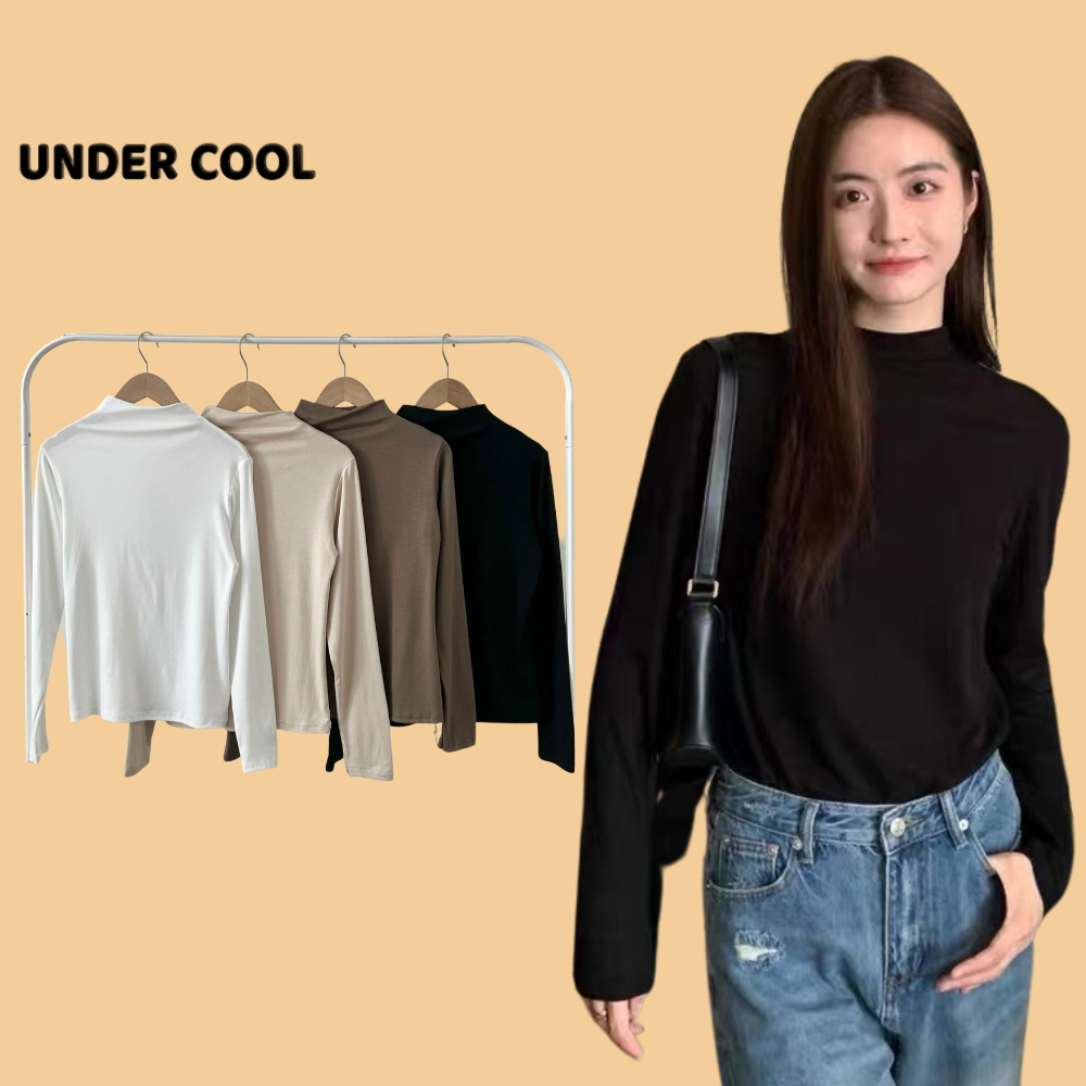 UNDERCOOL Basic เสื้อยืดคอเต่าต่ํา แขนยาว ผ้าคอตตอนเนื้อนุ่ม ADT03