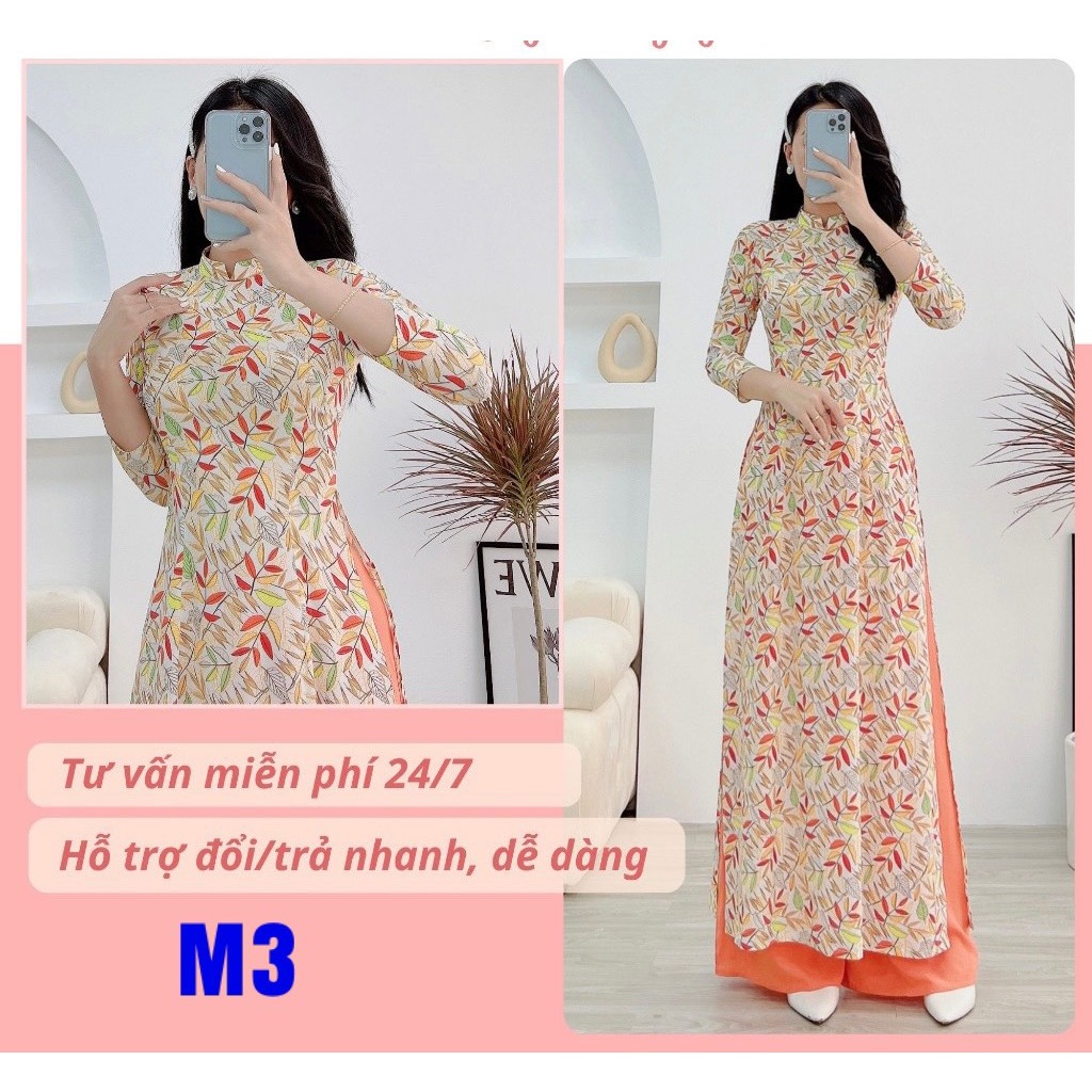 ดอกไม้พิมพ์ลาย 3D คุณภาพสูง ao dai_Code M3