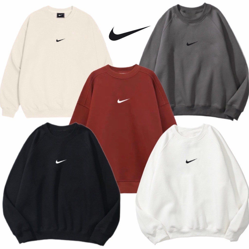 เสื้อสเวตเตอร์ nike ปักโลโก้สําหรับผู้ชายและผู้หญิง เสื้อเชิ้ต swt หลวมสําหรับผู้ชายและผู้หญิง nike 