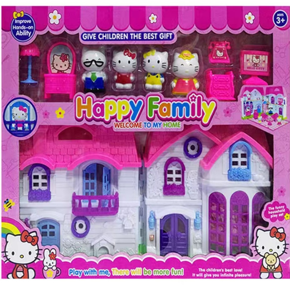 ชุดของเล ่ นโมเดลบ ้ าน Hello Kitty Family House สําหรับ Baby, Doll House