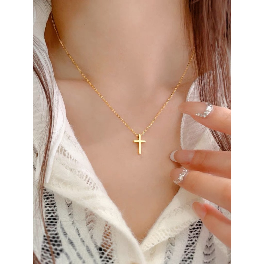 TTN656 - สร้อยคอไม้กางเขนไทเทเนียม (สีเหลือง)