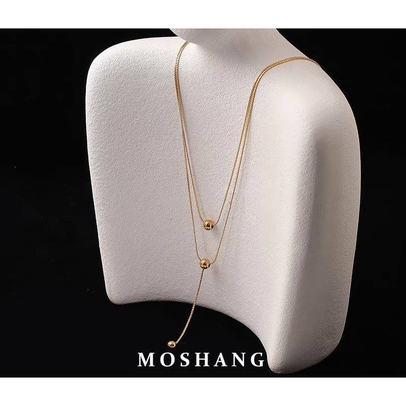 TTN5533 - สร้อยคอไทเทเนียม 2 ชั้น คุณภาพสูงน่ารัก (สีเหลือง)