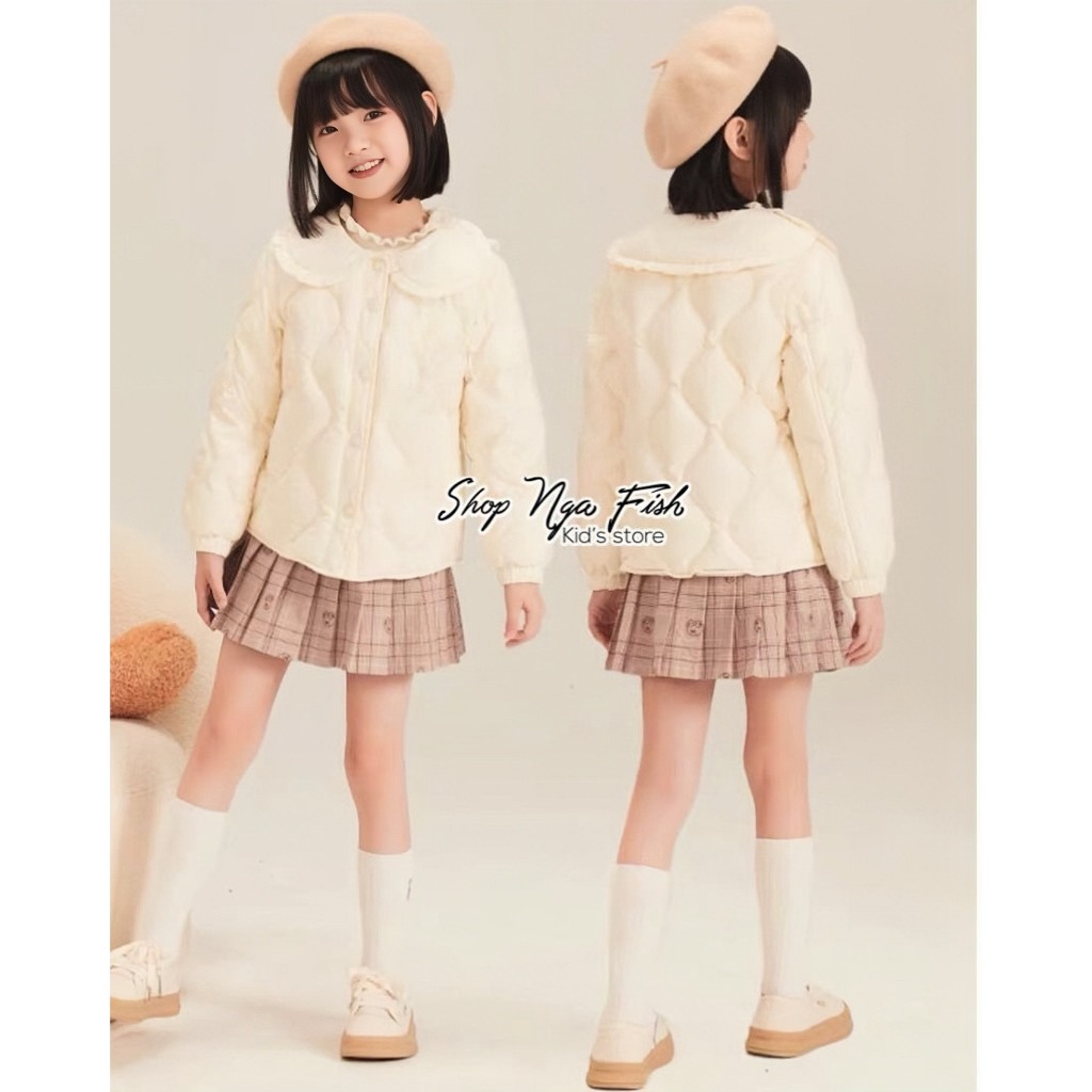 เสื้อแจ็คเก็ต Pawpaw ปกบัวสีขาวน่ารักสําหรับสาวรัสเซีย Fish K2T5S0
