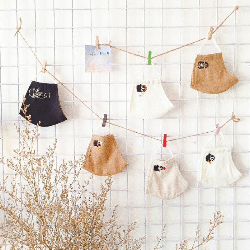 [April Shop] หน้ากากผ้าลินินปักลาย Faceless Totoro พร้อมสายปรับระดับได้