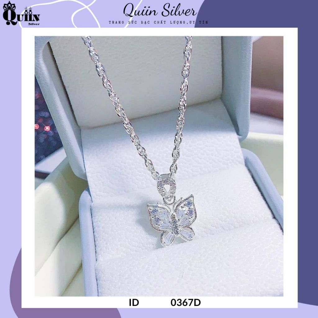 S925 Quiin Silver Chain/สร้อยคอ - รูปผีเสื้อสําหรับผู้หญิง 0367D