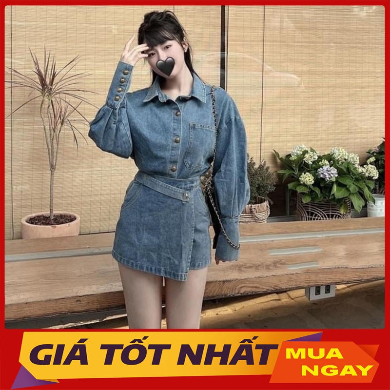 Set เสื้อผสมกระโปรงยีนส์ทแยงมุมจากกวางโจว SB5057 - Yanmy888