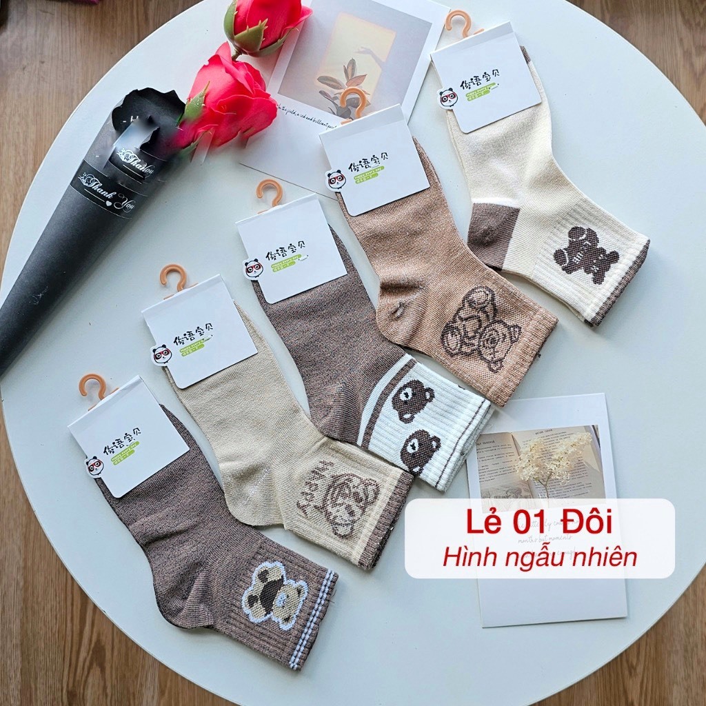 ชุดถุงเท้าคอเต่าหมีสีน้ําตาลคุณภาพสูง 5 คู่สําหรับเด็กรุ่นใหม่ TGN28