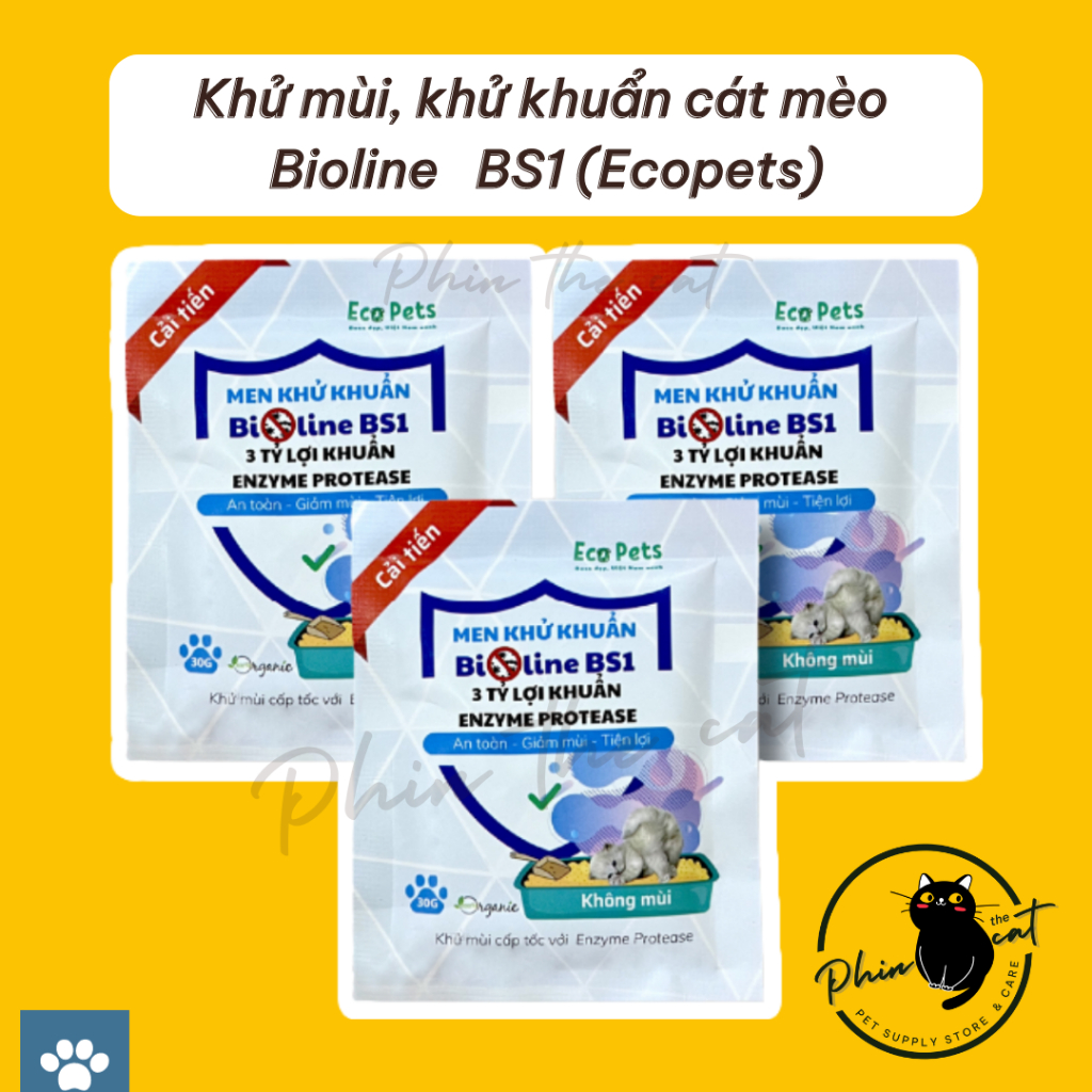 BIOLINE ไบโอลีน บี1 ทรายแมว ฆ่าเชื้อทรายแมว เพตปุริ - ดับกลิ่นทรายแมว - 30ก, 50ก แพ็คเกจ | เพลิงธิแค
